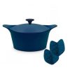 COOKUT Ustensiles De Cuisine | Cookut Cocotte Ma Jolie Cocotte 24 Cm + Maniques - Myrtille