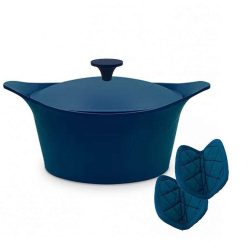 COOKUT Ustensiles De Cuisine | Cookut Cocotte Ma Jolie Cocotte 28 Cm + Maniques - Myrtille