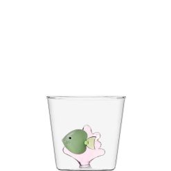 CORRADO CORRADI Verres | Ichendorf Verre - Poisson Vert & Corail Rose