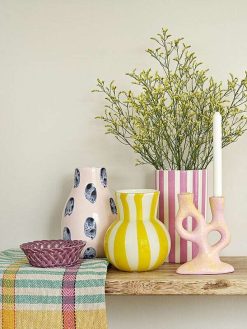 COZY LIVING Vases / Petits Objects D Co | Vase Stripes H.15 Cm - Rose