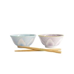 CNB TOKYO DESIGN Saladiers, Bols & Coupelles | Set 2 Bols Lily Flower - Violet & Bleu Clair 14.8 Cm