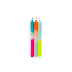 PINK STORIES Vases / Petits Objects D Co | Set De 3 Bougies Dip Dye Neon - Rainbow Kisses