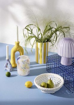 COZY LIVING Vases / Petits Objects D Co | Vase Stripes H.15 Cm - Jaune