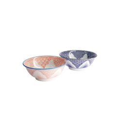 CNB TOKYO DESIGN Saladiers, Bols & Coupelles | Set 2 Bols Lily Flower - Rouge & Bleu 14.8 Cm