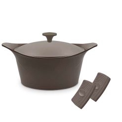 COOKUT Ustensiles De Cuisine | Cookut Cocotte Ma Jolie Cocotte 24 Cm + Maniques - Moka