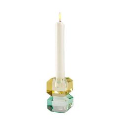 GIFT COMPANY Vases / Petits Objects D Co | Bougeoir Cristal H 9 Cm Sari - Jaune Et Vert