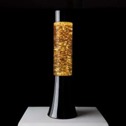 FISURA Luminaires | Mini Lava Lampe H.31 Cm - Paillettes Dor Es Base Noire