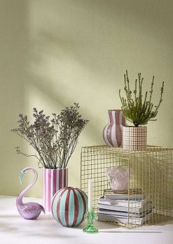 COZY LIVING Vases / Petits Objects D Co | Vase Stripes H.15 Cm - Rose