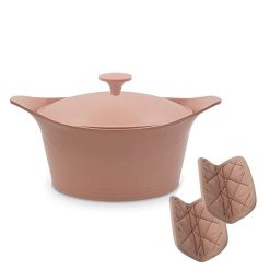 COOKUT Ustensiles De Cuisine | Cookut Cocotte Ma Jolie Cocotte 24 Cm + Maniques - Guimauve